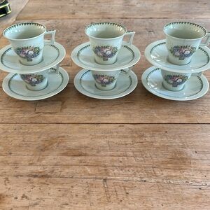 TEA PARTY SET Set of 6 Theodore Haviland Limoges Demi Teacups & Saucers